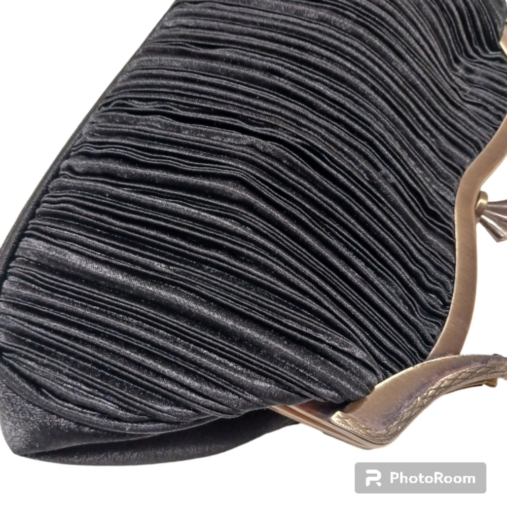 La Regale Satin Metal Handle Evening Clutch Bag Old Money - Picture 3 of 12
